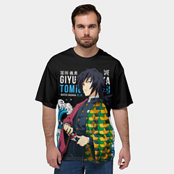 Футболка оверсайз мужская Гиу Томиока на фоне волн, цвет: 3D-принт — фото 2