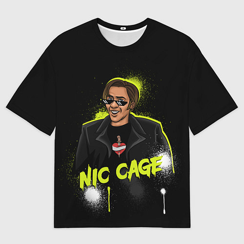 Мужская футболка оверсайз Ник Кейдж / 3D-принт – фото 1