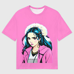 Мужская футболка оверсайз Grimes в розовых тонах