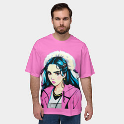 Футболка оверсайз мужская Grimes в розовых тонах, цвет: 3D-принт — фото 2