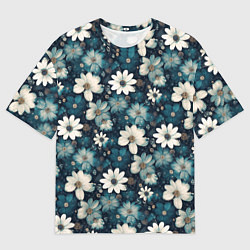 Футболка оверсайз мужская Узор из весенних цветочков, цвет: 3D-принт