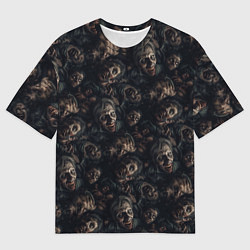 Мужская футболка оверсайз Паттерн из реалистичных зомби