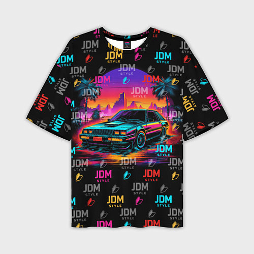 Мужская футболка оверсайз JDM neon style / 3D-принт – фото 1