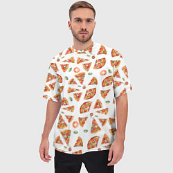 Футболка оверсайз мужская Кусочки пиццы - паттерн на белом, цвет: 3D-принт — фото 2