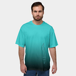 Футболка оверсайз мужская Силуэт лисы на градиентном фоне, цвет: 3D-принт — фото 2