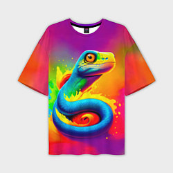 Мужская футболка оверсайз Змейка в красках