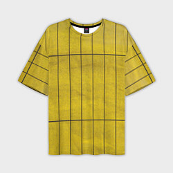 Мужская футболка оверсайз Жёлтый фон и чёрные параллельные линии