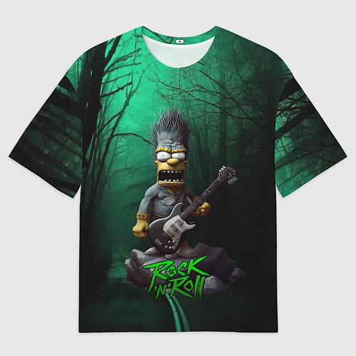 Мужская футболка оверсайз Simpsons hard rock / 3D-принт – фото 1