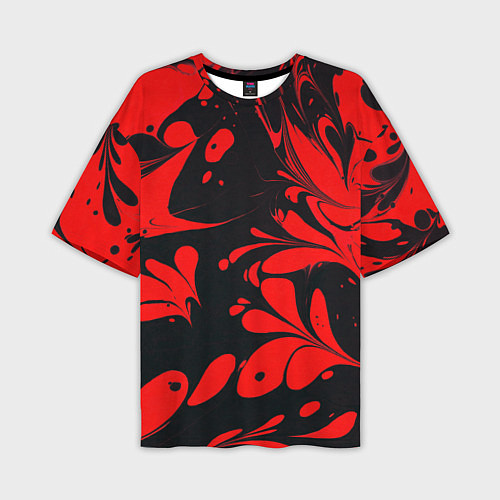 Мужская футболка оверсайз Красно-черный узор / 3D-принт – фото 1