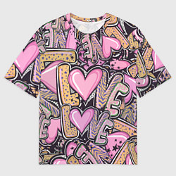 Мужская футболка оверсайз Паттерн про любовь
