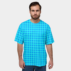 Футболка оверсайз мужская Небесно голубой узор в клетку, цвет: 3D-принт — фото 2