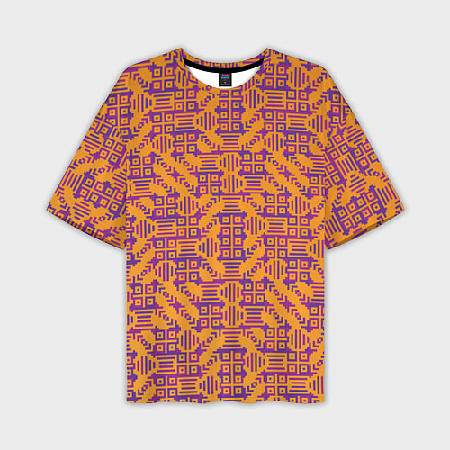 Мужская футболка оверсайз Фиолетовый векторный узор / 3D-принт – фото 1