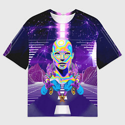 Футболка оверсайз мужская Goddess with two Beerus - vaporwave, цвет: 3D-принт