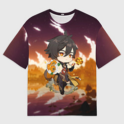 Футболка оверсайз мужская ЧжунЛи Геншин Импакт, цвет: 3D-принт