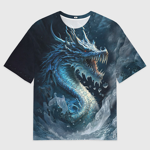 Мужская футболка оверсайз Ледяной дракон / 3D-принт – фото 1