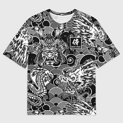 Футболка оверсайз мужская Татуировки самурая, цвет: 3D-принт