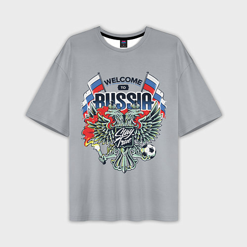 Мужская футболка оверсайз Welcome to Russia - футбол / 3D-принт – фото 1