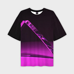 Мужская футболка оверсайз Фиолетовая мрачная геометрическая фигура