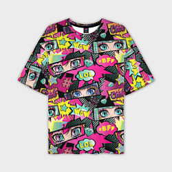 Мужская футболка оверсайз Глаза аниме-девушки: cool pattern