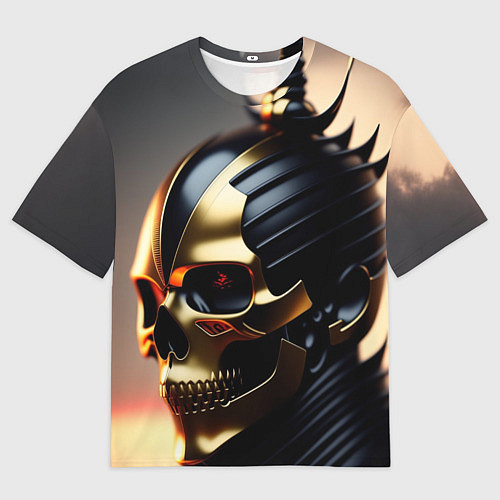 Мужская футболка оверсайз Череп самурая в маске / 3D-принт – фото 1