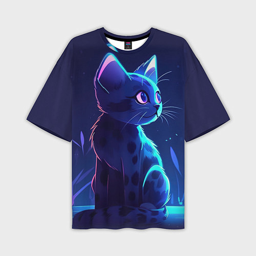 Мужская футболка оверсайз Рисованный котенок / 3D-принт – фото 1