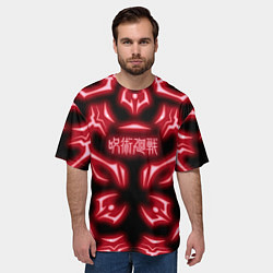 Футболка оверсайз мужская Магическая битва светящиеся Знаки Сукуны, цвет: 3D-принт — фото 2