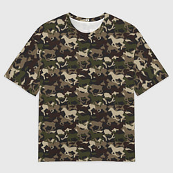 Футболка оверсайз мужская Лошади - камуфляж, цвет: 3D-принт