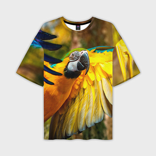 Мужская футболка оверсайз Взлёт попугая / 3D-принт – фото 1