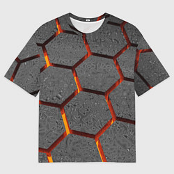 Футболка оверсайз мужская Металлические плиты и лава, цвет: 3D-принт