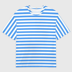 Футболка оверсайз мужская Тельняшка васильковая ВДВ, цвет: 3D-принт