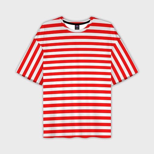 Мужская футболка оверсайз Ярко красные полосы / 3D-принт – фото 1