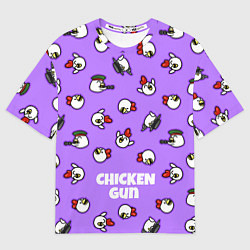 Футболка оверсайз мужская Chicken Gun - паттерн, цвет: 3D-принт