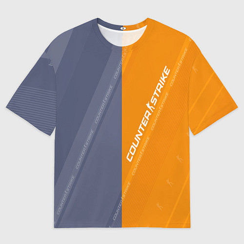 Мужская футболка оверсайз Counter Strike 2 Blue Orange Pattern / 3D-принт – фото 1