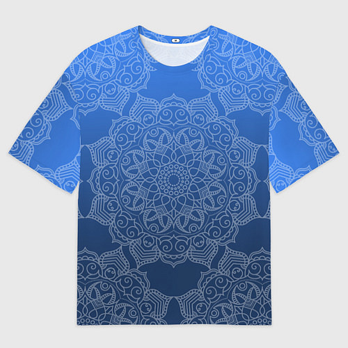 Мужская футболка оверсайз Мандала на градиенте синего цвета / 3D-принт – фото 1
