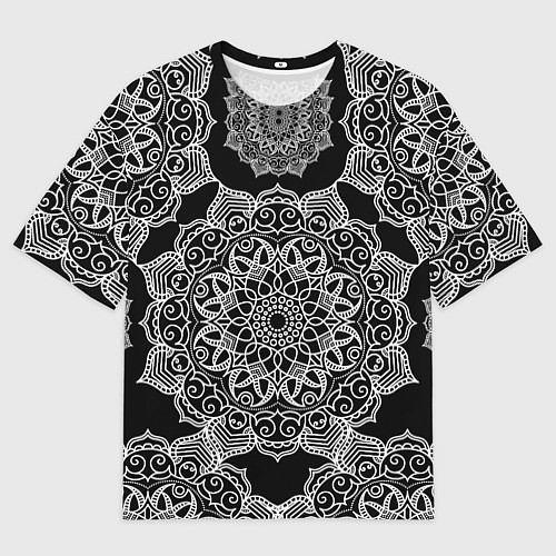 Мужская футболка оверсайз Мандала на черном фоне / 3D-принт – фото 1