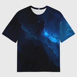 Мужская футболка оверсайз Чёрный и синий космос