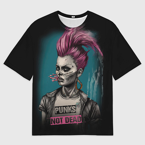 Мужская футболка оверсайз Punks no dead girl / 3D-принт – фото 1
