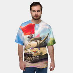 Футболка оверсайз мужская Русский танк, цвет: 3D-принт — фото 2