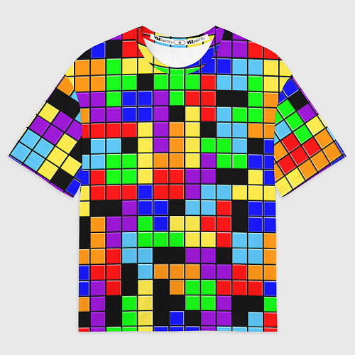 Мужская футболка оверсайз Тетрис цветные блоки / 3D-принт – фото 1