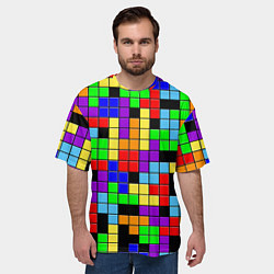 Футболка оверсайз мужская Тетрис цветные блоки, цвет: 3D-принт — фото 2