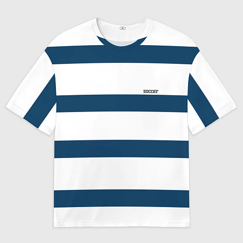 Мужская футболка оверсайз Бело-синий полосатый узор / 3D-принт – фото 1