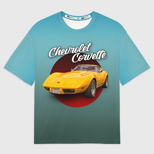 Мужская футболка оверсайз Классический спорткар Chevrolet Corvette Stingray / 3D-принт – фото 1