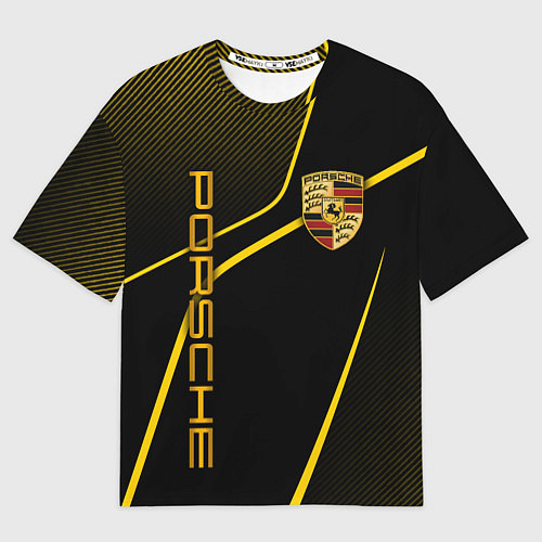 Мужская футболка оверсайз Porsche - Gold line / 3D-принт – фото 1