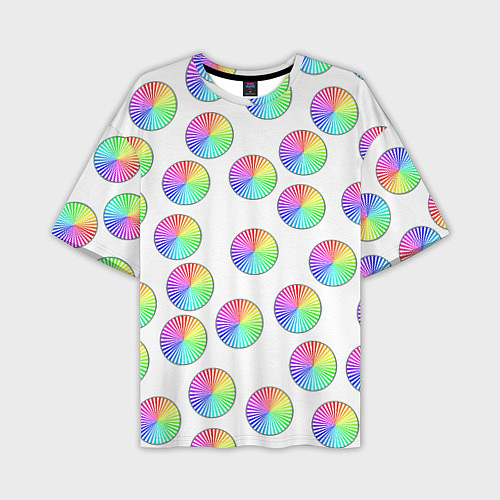 Мужская футболка оверсайз Круги с линиями, спектр / 3D-принт – фото 1