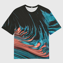 Мужская футболка оверсайз Эффект красно-голубых красок