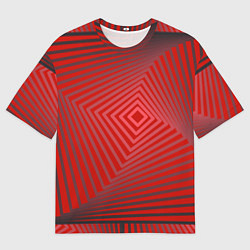 Футболка оверсайз мужская Орнамент из красных линий, цвет: 3D-принт