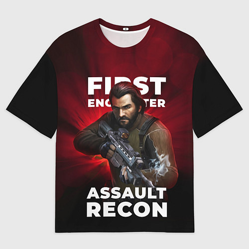 Мужская футболка оверсайз First encounter assault recorn / 3D-принт – фото 1