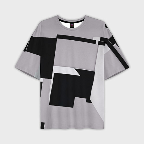 Мужская футболка оверсайз Белые и чёрные кубы в геометрии / 3D-принт – фото 1