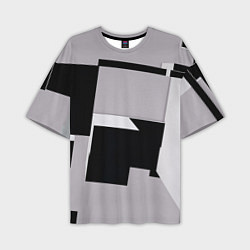 Мужская футболка оверсайз Белые и чёрные кубы в геометрии