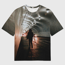 Мужская футболка оверсайз Ночной тоннель